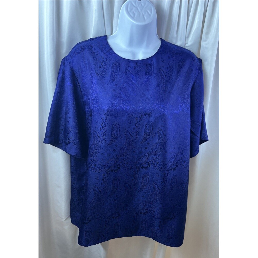 Vintage Southern Lady Women’s Royal Blue Blouse Size 14 Elegant Formal Modest